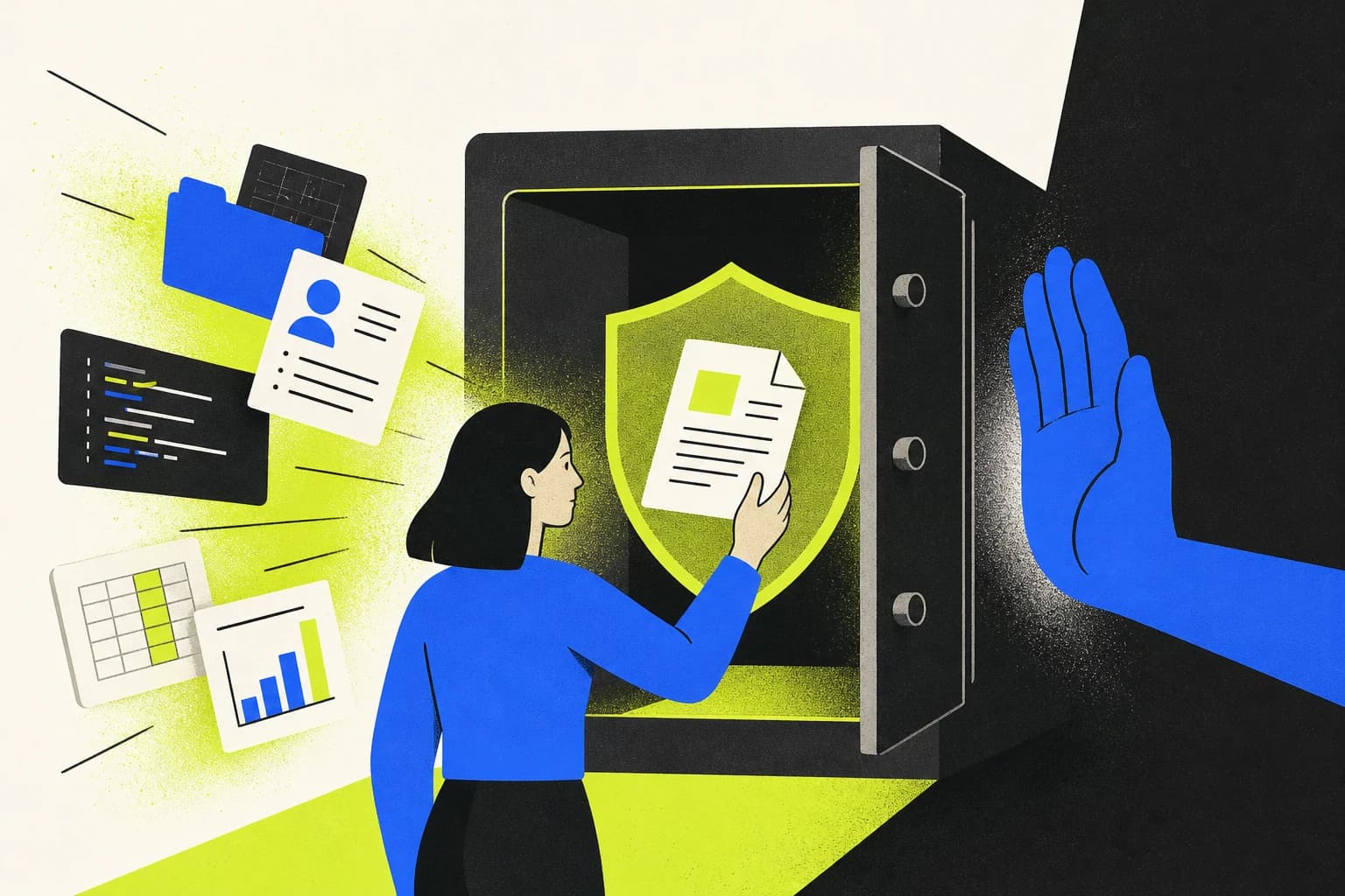 Человек проверяет настройки приватности и использования данных в ИИ-чате