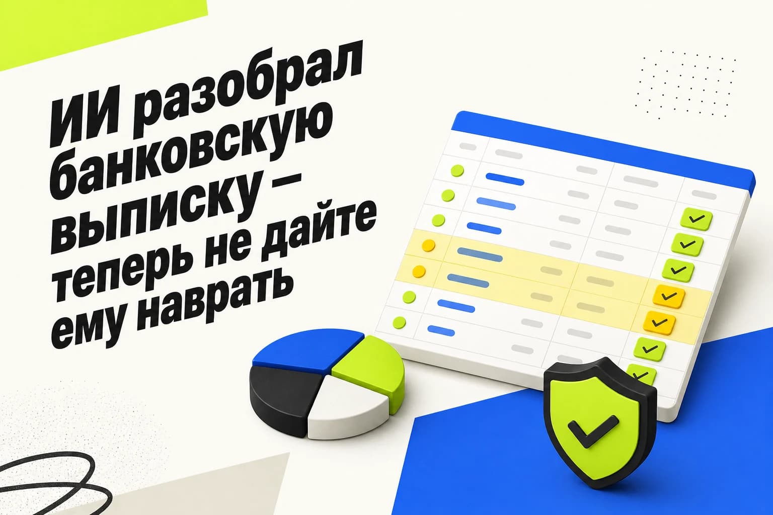 Таблица с банковскими операциями, категориями от ИИ и проверкой совпадения сумм