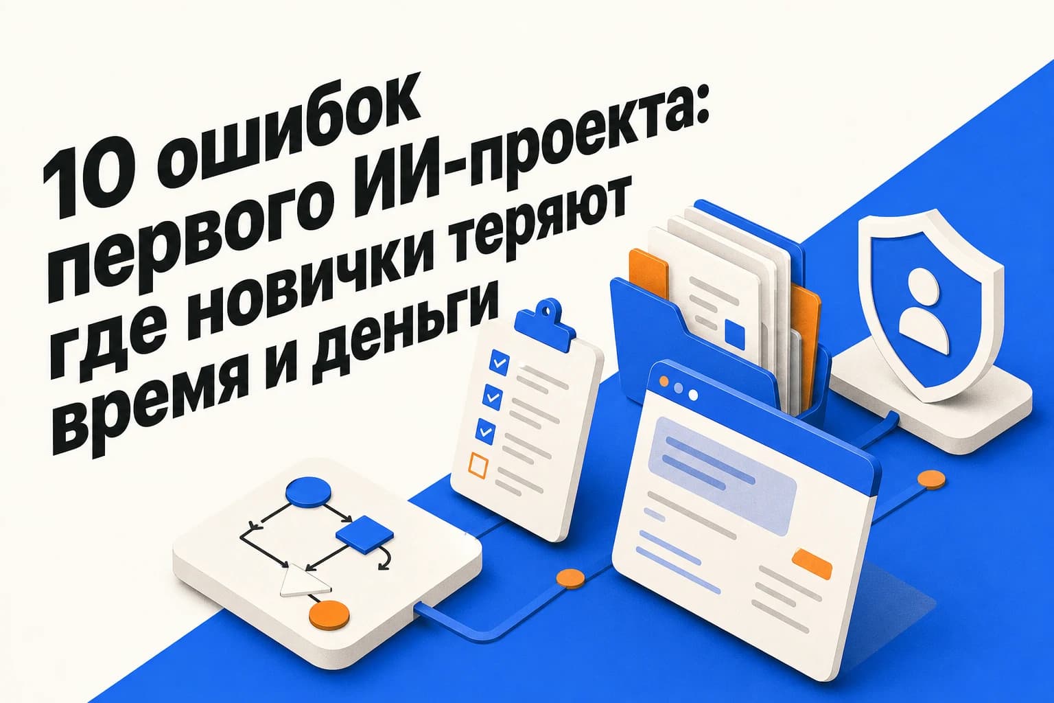 Схема первого ИИ-проекта с проверкой данных, тестированием и ограничением доступов